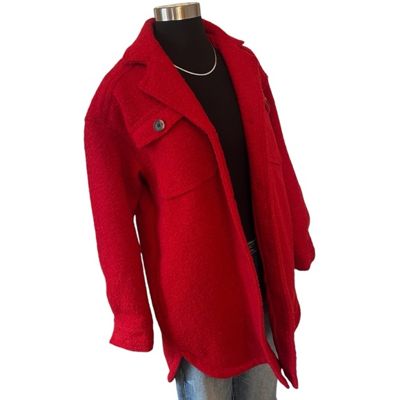 Old Navy bouclé wool blend shacket Robbie Red small - Picture 6 of 15